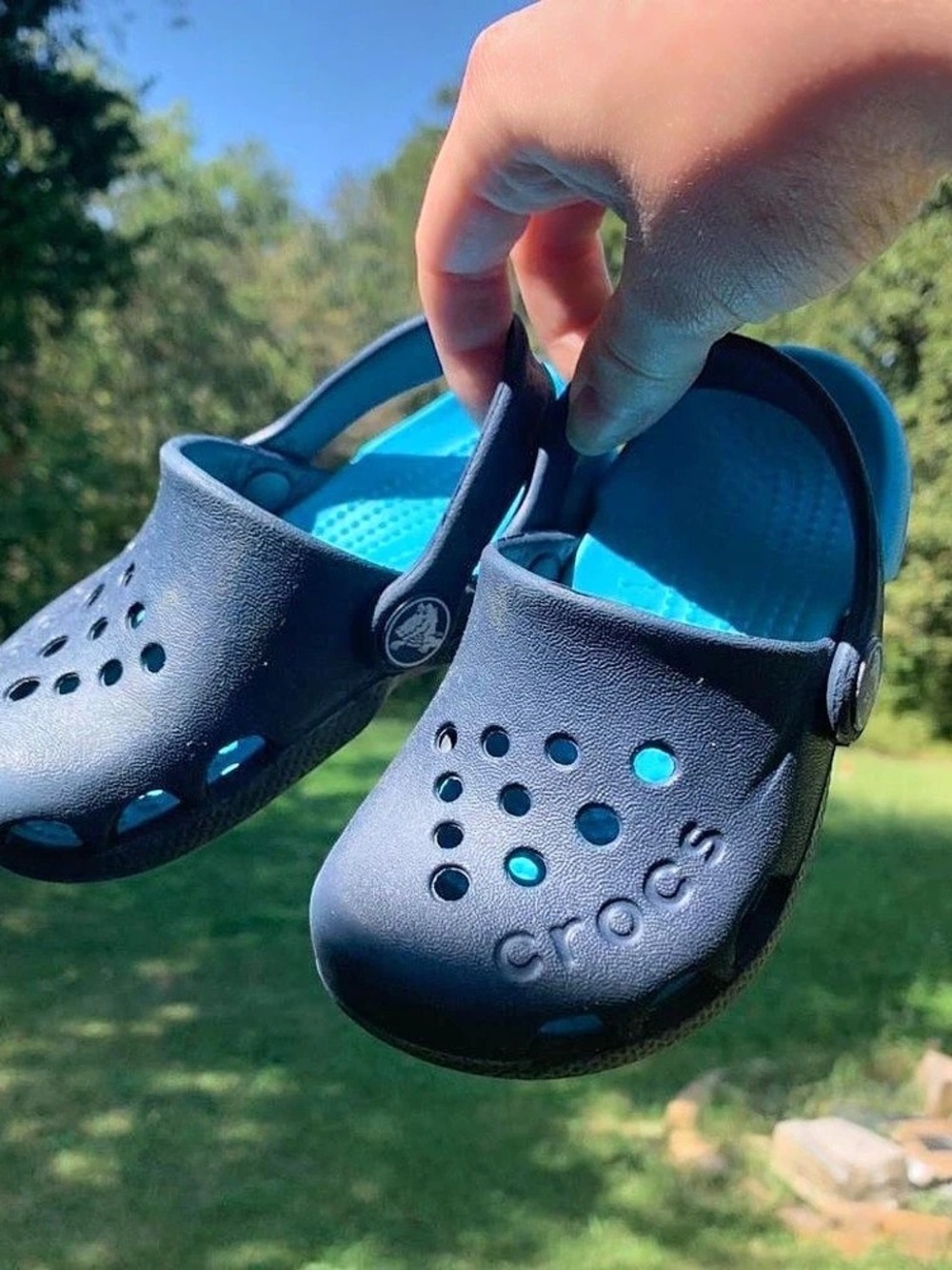 Crocs Kids' Baya Clog in Black & Blue